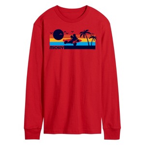 Men's - Disney - Mickey Sunset Pattern Long Sleeve Graphic T-Shirt - 1 of 3
