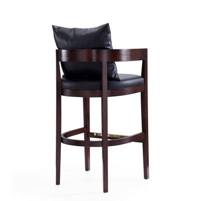 Ritz Black Leather Upholstered Beechwood Barstools - Set of 3