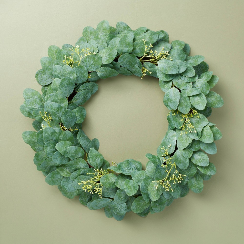 Photos - Other interior and decor 26" Faux Seeded Eucalyptus Wreath - Hearth & Hand™ with Magnolia