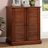 TiramisuBest Shoe Cabinet with 5 Shelves and Louvered Doors,Oak - 3 of 4