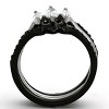 Slickblue Stainless Steel Two-Tone Ring for Women, Marquise Clear CZ, Three-Stone Design, Black IP Finish, Size 5-11 - 3 of 4