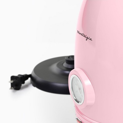 Nostalgia Pink Retro 1.7-Liter Stainless Steel Electric Kettle