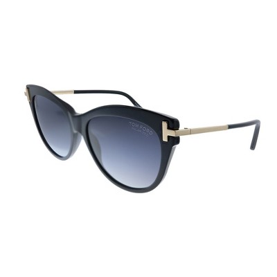 Tom Ford Kira TF 821 01D Womens Cat-Eye Polarized Sunglasses Shiny Black 56mm