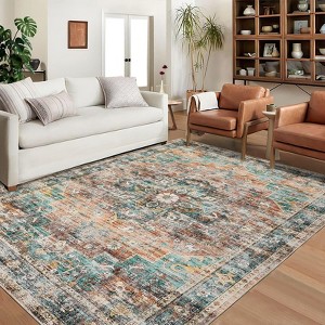 Washable Rug Large Area Rug for Living Room Soft Non-Slip Backing Stain Resistant & Low Pile Vintage Floor Carpet - 1 of 4
