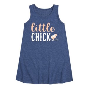 Girls' - Instant Message - Plaid Little Chick Graphic Sleeveless Aline Dress - 1 of 4