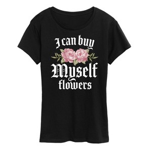 Women's - Instant Message - Buy Myself Flowers Short Sleeve Graphic T-Shirt - 1 of 4
