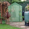 SEVOBAL Greenhouse Iron Pipe Steeple With 8 Pieces Grid Flower Stand With Zipper Rolling Door PE Green House Walk in Planting, Green, 93"*28"*18" - 2 of 4