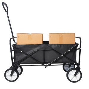 VisioGear Portable Folding Beach Wagons with Wheels, Portable Carts with Handle, Black, 39.37"*19.68"*46.45" - 1 of 4