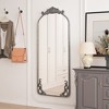 58"x24" Arched Vintage Full Body Mirror, Ornate Carved Applique, Wall Mount Mirror for Retro Home Decor, Bronze/Silver - ModernLuxe - 2 of 4