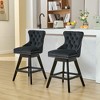Resenkos Counter Bar Stools, Counter Stool,Swivel Velvet Barstools with Button Tufted Decoration and Wooden Legs,Set of 2 (Black) - 4 of 4