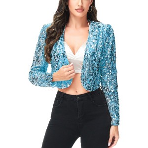 Anna-Kaci Women's Sequin Bedazzled Long Sleeve Bolero Jacket - 1 of 4