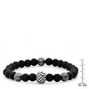Steeltime Men's black lava and stainless steel/black ip beaded stretch bracelet - 3 of 4
