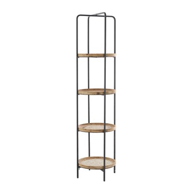 Olivia & May 63.50" Traditional Wood Shelving Unit 4-Tier Brown : Metal Frame, No Assembly Required
