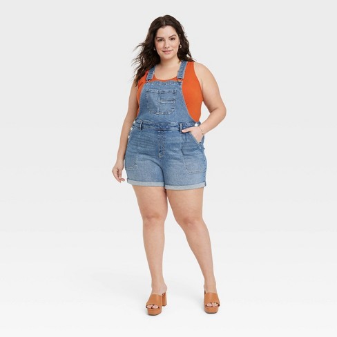 Plus size denim on sale shortalls