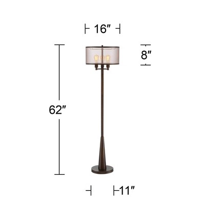 Durango 62" Rustic Edison Bronze Floor Lamp with Sheer Shade