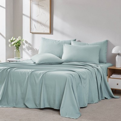 Sky Blue California King Microfiber Deep Pocket Sheet Set