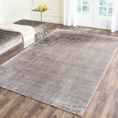 Grey and Multicolor Abstract 4' x 6' Synthetic Area Rug