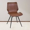 Set of 2 Sheffield Dining Chair Vintage Coffee/Black - Armen Living: Faux Leather Upholstered, Metal Frame, Armless Design - 4 of 4