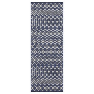 Outdoor Rugs for Living Rooms, Patios, Decks, Entryways, Camping, RV, Picnics, Three Sizes Available, Blue Lozenge Pattern - 1 of 2