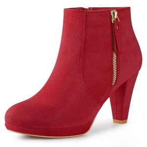 Perphy Women's Suede Platform Round Toe Chunky Heels Ankle Boots - 1 of 4