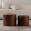 Set Of 2 Modern Nesting Coffee Tables,Accent Side Table With MDF Tabletop,Round Wooden Coffee Table For Living Room Bedroom-Coolbibila - 3 of 4