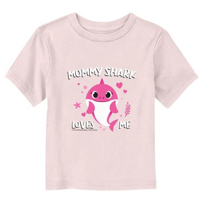 Image of Toddler's Baby Shark Mommy Shark Loves Me  T-Shirt - Light Pink - 2T