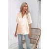 Women's Satin Shirt with Notched Collar Relaxed Fit Glossy Shirt for Layering Top - 4 of 4