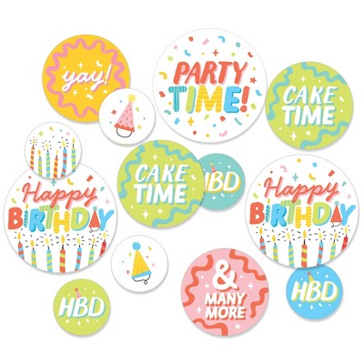 Big Dot of Happiness Party Time - Happy Birthday Party Giant Circle Confetti - Party Decorations - Large Confetti 27 Count