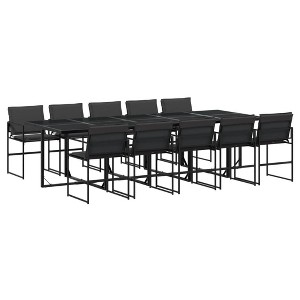 vidaXL Patio Dining Set with Cushions Garden Outdoor Furniture Black Textilene - 1 of 4