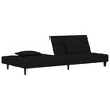 vidaXL 2-Seater Sofa Bed in Black Velvet - Modern Convertible Loveseat Twin Sleeper with Pillows for Living Room, Studio, Office - 4 of 4