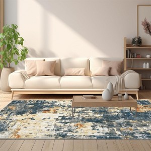 Washable Modern Abstract Rug, Foldable Low-Pile Non-Slip Floor Mat for Living Room, Bedroom, Kitchen, Dining Room Home Decor - 1 of 4