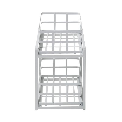 White Steel 2-Tier Sliding Basket Organizer