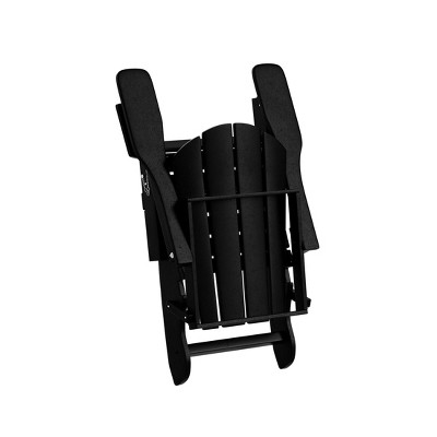 Malibu Black HDPE 12-Piece Outdoor Adirondack Chair Set with Ottoman and Side Table