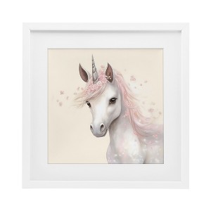 Stupell Industries Fairy Unicorn Soft Petals Framed Print Under Glass Art - 1 of 4