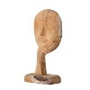 Storied Home 14" Hand-Carved Teak Wood Face Resting on Hand Figurine - 4 of 4
