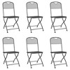 vidaXL Anthracite Metal Mesh Patio Dining Set - 7 Piece Industrial Style Garden Furniture with Foldable Chairs and Spacious Tabletop - 3 of 4