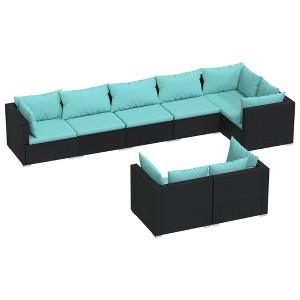 vidaXL Garden Lounge Set Black and Water Blue - 1 of 4