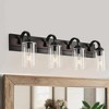 PAKOKULA 4-Light Black Bathroom Vanity Light with Clear Glass Shades - 3 of 4