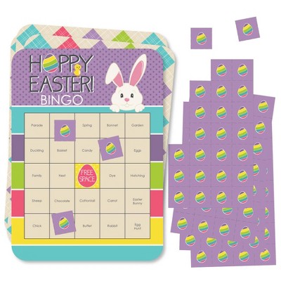 Big Dot of Happiness Hippity Hoppity - Bingo Cards and Markers - Easter Bunny Party Bingo Game - Set of 18