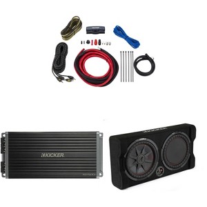 Kicker Comp RT 12" Subwoofer Enclosure Package + 47KEY5001 Amp, Amp Install Kit Bundle - 1 of 4