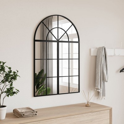 vidaXL Wall Mirror Black 23.6 in.x11.8 in. Arch Iron
