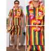 Lars Amadeus Men's Vacation Beach Rainbow Shirt and Shorts Set 2 Pieces - 4 of 4