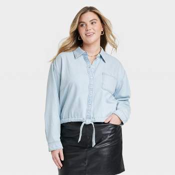 Women's Long Sleeve Collared Button-Down Shirt - Universal Thread™ Indigo