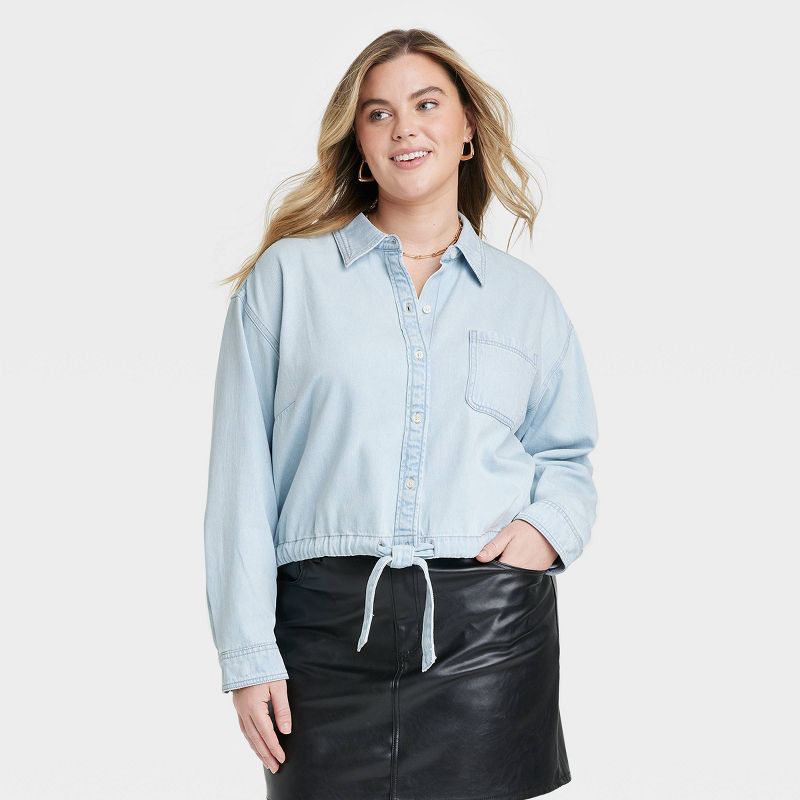 Women's Long Sleeve Collared Button-Down Shirt - Universal Thread™ Indigo, 1 of 9