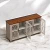 4-Door Cabinet with Tempered Glass Doors,Elegant European Antique Style,MDF with Wood Veneer,Adjustable Shelves,Storage Sideboards for Dining - 2 of 4