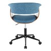 TiramisuBest Mid-Century Modern Blue Fabric Office Chair, Adjustable Height, Swivel, Cushioned, Black Metal Base with Casters - 4 of 4