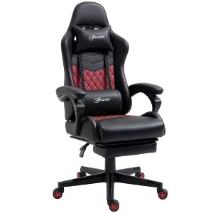 Racing Gaming Chair Diamond PU Leather Office Gamer Chair High Back Swivel Recliner with Footrest, Lumbar Support, Adjustable Height - 1 of 4