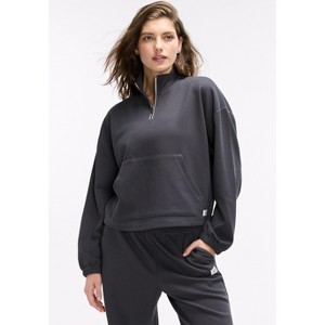 Peloton Women's Waffle Mock Neck ¼ Zip, Slate - 1 of 4
