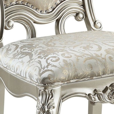 Bently Beige Jacquard Upholstered Side Chair with Floral Moldings