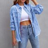 Clearlove Womens Oversized Ripped Denim Jacket Frayed Hem Button Basic Fall Coats Jean Jackets with Pockets - 3 of 3